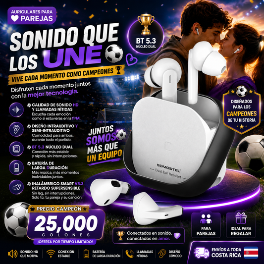 🏆 DOS CORAZONES, UN SOLO EQUIPO ⚽ AUDIFONOS CON 2 PARES i350