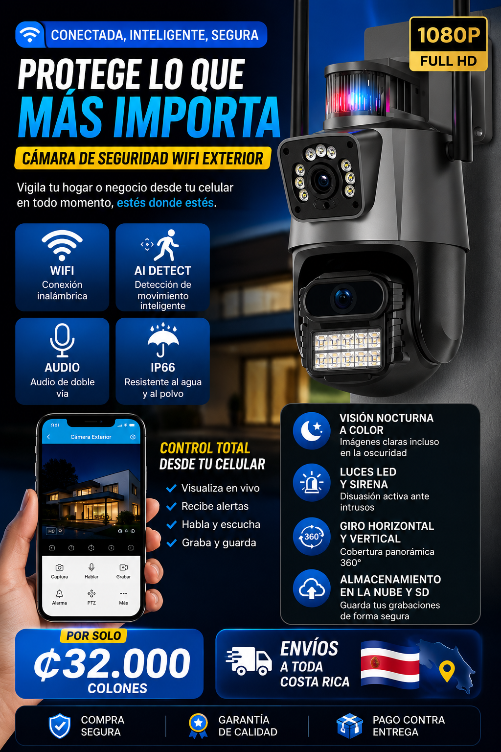 Protege lo que más importa, estés donde estés Cámara de Seguridad WiFi Inteligente